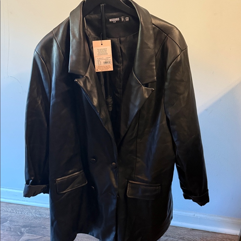 Missguided Black Leather Jacket for Women